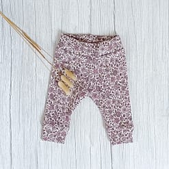 Cuffed Legging Rib Jersey Paarse Bloemetjes