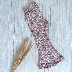 Flared Pants Rib Jersey Paarse Bloemetjes