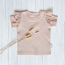 Ruffle T-Shirt Rib Jersey Nude Roze